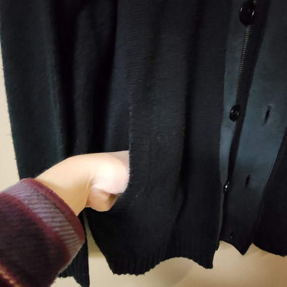 Men's Knit Cardigan Zipper & button closure Merino Wool Cashmere & Suede XLARGE - Picture 6 of 9